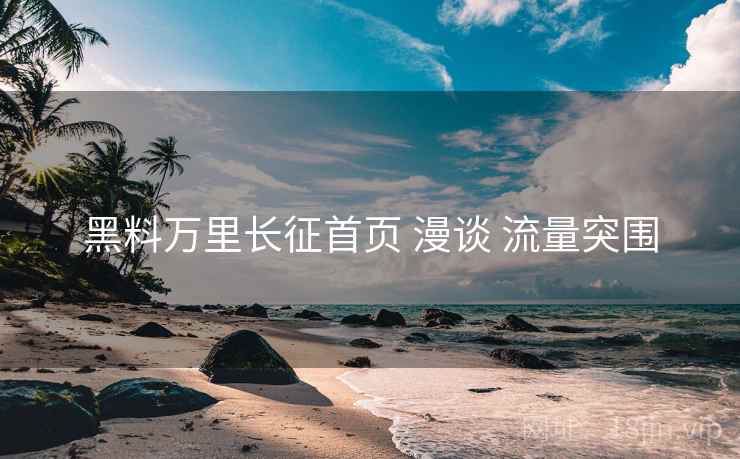 黑料万里长征首页 漫谈 流量突围  第1张